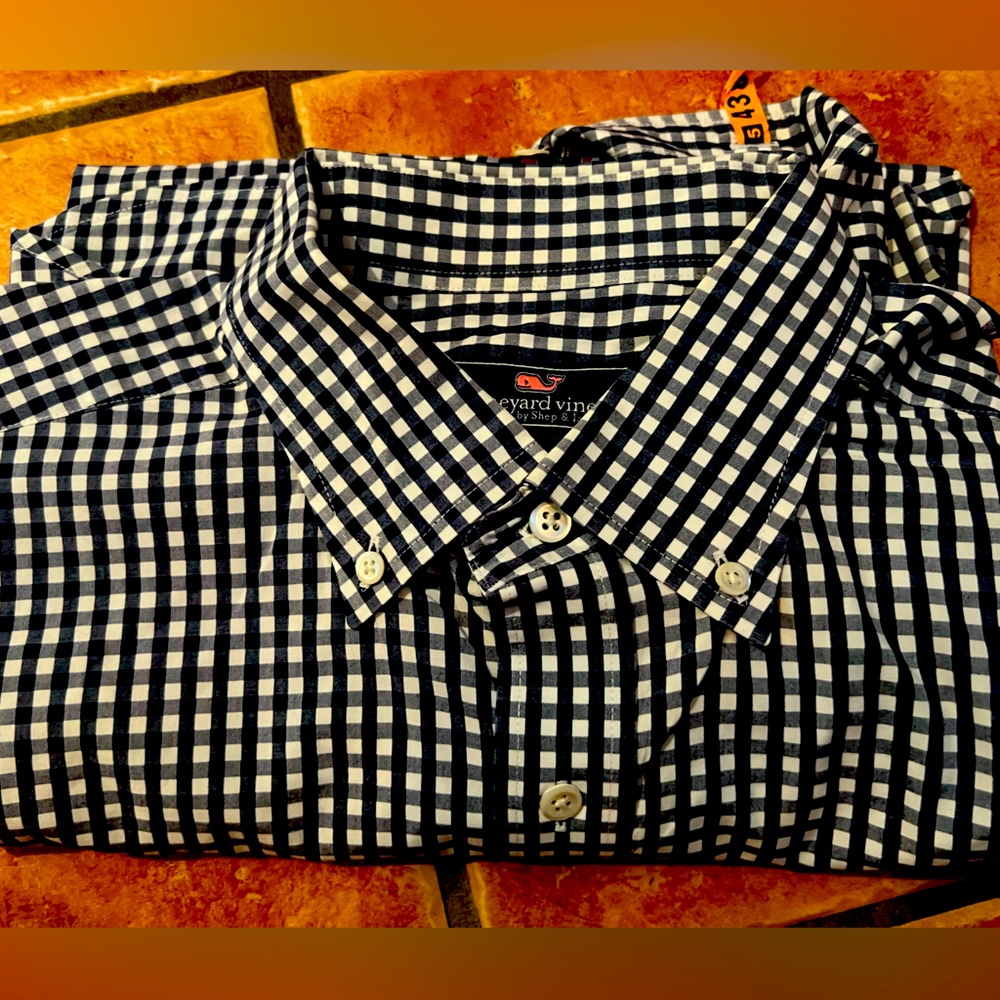 Black and white check long sleeved shirt